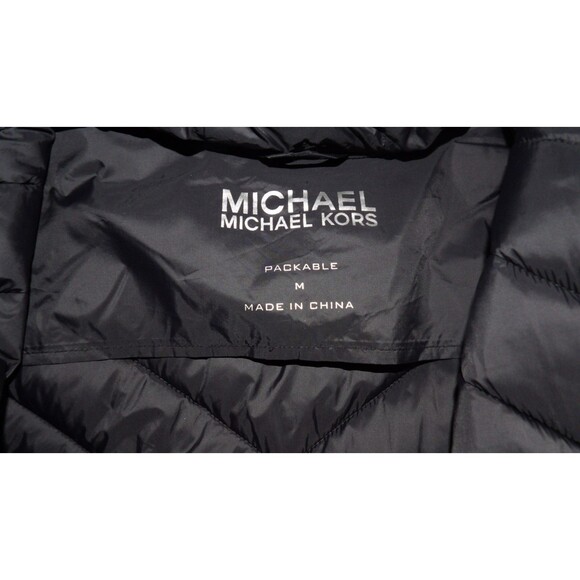 Michael Kors Packable Puffer Jacket Coat Hooded Signature All Over Print Medium - Picture 9 of 16